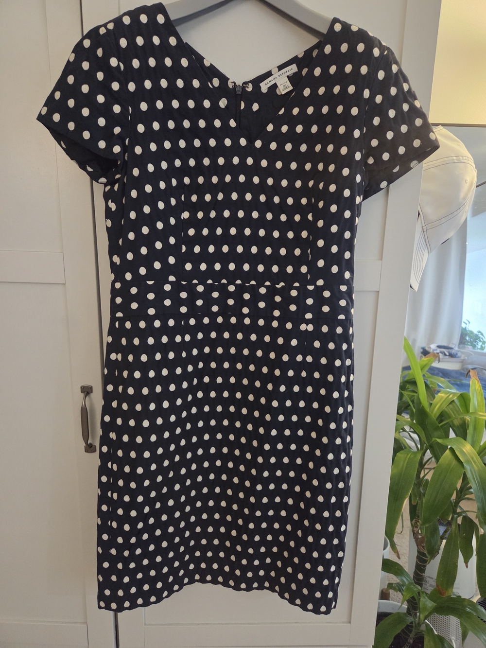 Banana Republic Black Dress with White Polka Dots